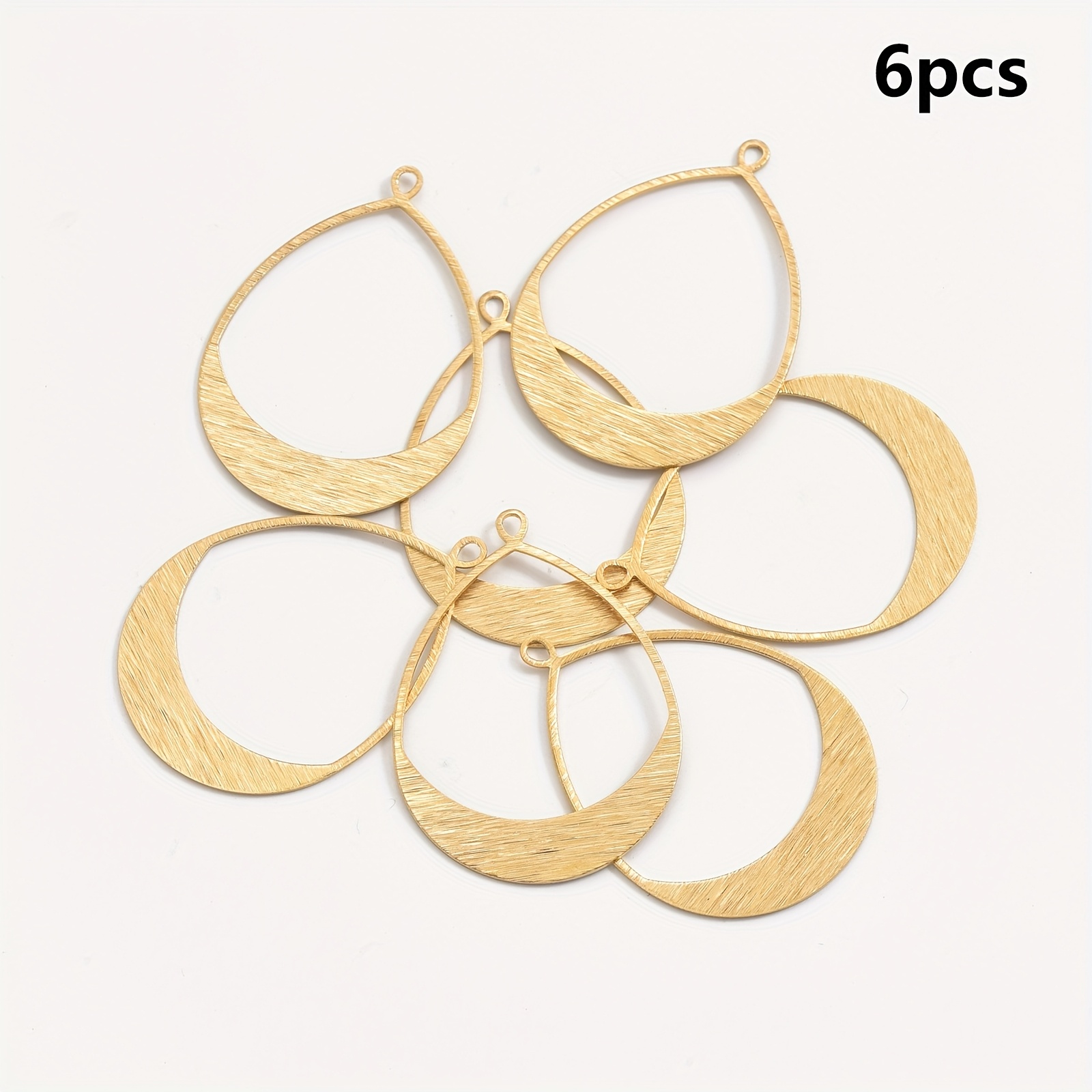 6pcs Brass Geometric Teardrop Earring Pendants